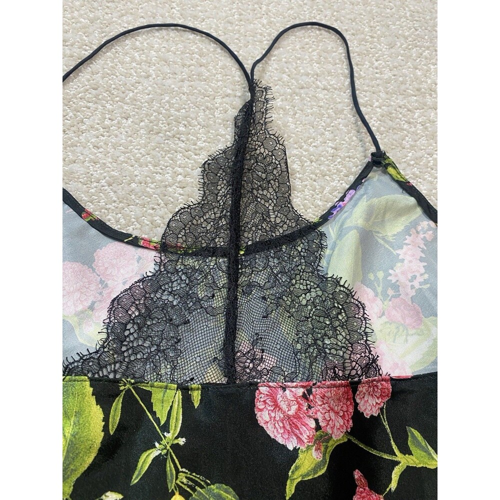 Victorias Secret Satin Camisole Top NWT Black Floral Lace Back Halter Size L - Picture 11 of 11